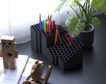 3D Printable Pencil Holder STL Pack: Desk Organizer (Digital Download)