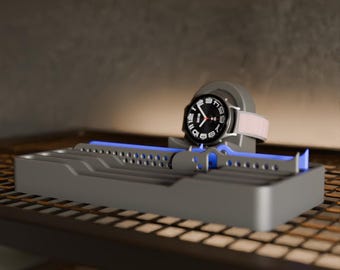 3D Printable Samsung Galaxy Watch Charging Dock | Smartwatch Stand & Band Holder | Digital STL File
