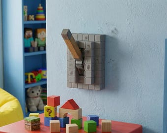 Copertura per interruttore della luce a blocchi di pixel / File STL stampabile in 3D / Placca a muro a blocchi di pietra