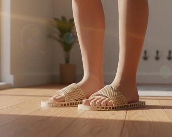 Sandały wsuwane 3D z kratką STL | Klapki plażowe z siateczki | Elastyczne buty z TPU