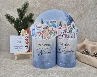 Duplo mini adventskalender med 24 söta jultexter och tomma mallar. DIY juladventskalender.