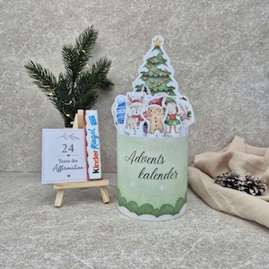 Calendario de adviento mini Kinderriegel con 24 textos de afirmación y plantillas en blanco - Calendario de adviento navideño DIY