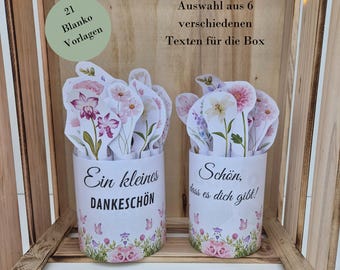 Bouquet Duplo vierge – Petit merci et joyeux anniversaire 6 modèles différents – Insert pour message personnel