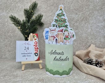 Duplo mini Advent calendar with 24 sweet Christmas texts and blank templates. Christmas DIY Advent calendar.