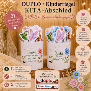 Envoltorios Duplo Kinderriegel para regalos de despedida de jardín de infancia, plantilla imprimible de agradecimiento para maestros de jardín de infancia, regalo de despedida para maestros de jardín de infancia