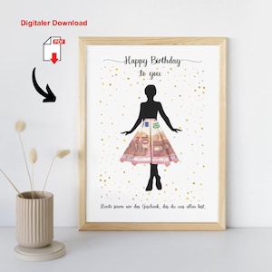 Geldgeschenk zum Geburtstag | Frau für Geld Rock oder Kleid | Digitaler Download PDF | Geld kreativ verschenken | Happy Birthday