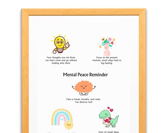 Mental health Stress Relief Poster Peace/ remainder Positive Affirmations DIGITAL Print Wellbeing Art Self Love/care gift Therapy Counselor