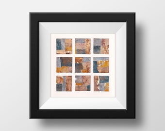 Original abstract artwork with 9 small monoprint collages A4