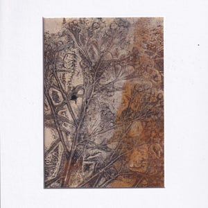 Abstract monoprint with wildflowers A4 - unique original