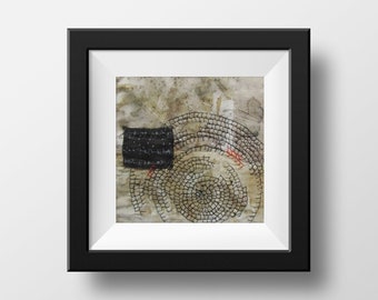 Handstitched textile artwork - ecodyed fabric collage II