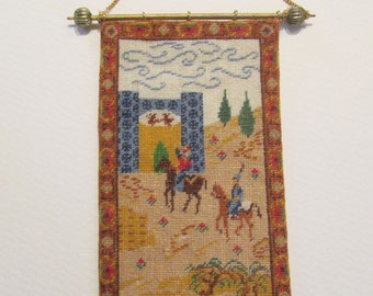Dollhouse miniature wall hanging gobelin hand embroided - very fine 4 1/2&quot; x 2 3/8&quot;