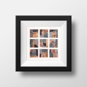 Original abstract artwork with 9 small monoprint collages A4