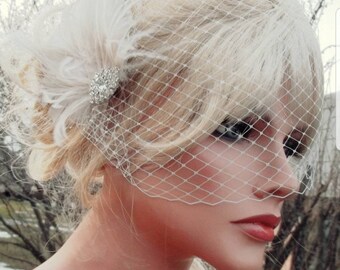 Wedding Fascinator French Net Veil Birdcage Veil Bridal Hair Etsy