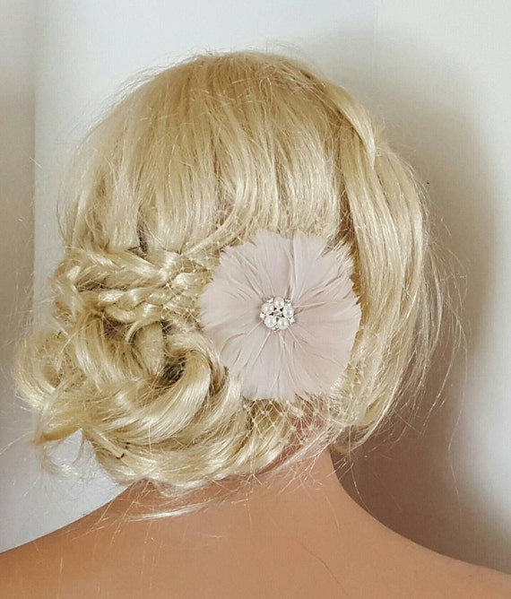 Wedding Headpiece Bridal Feather Hair Clip Champagne Bridal Etsy