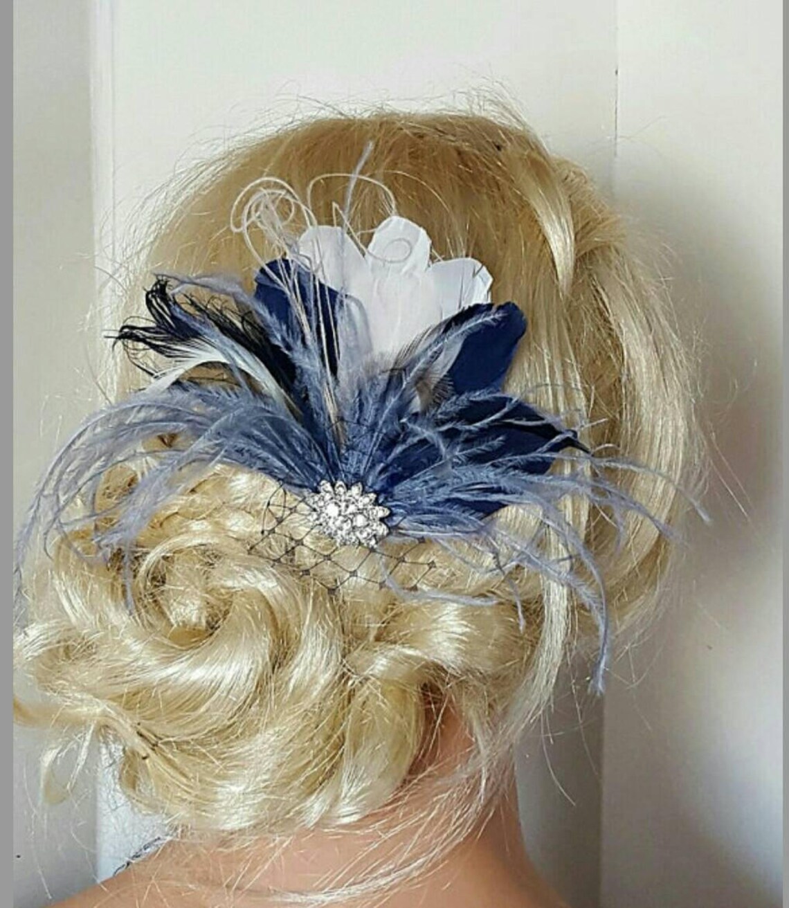 Navy Blue Hair Fascinator Navy blue Wedding Hair Clip Etsy