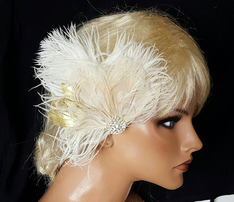 Facsinator Gold Feather hair clip Wedding Hair Etsy