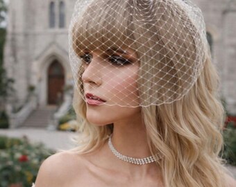 Ivory French Net Bandeau Veil: Vintage Style Bridal Veil
