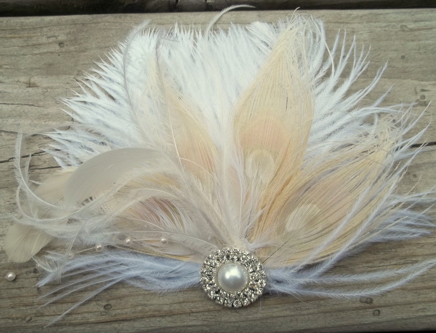 Ivory bridal fascinator wedding hair clips feather | Etsy