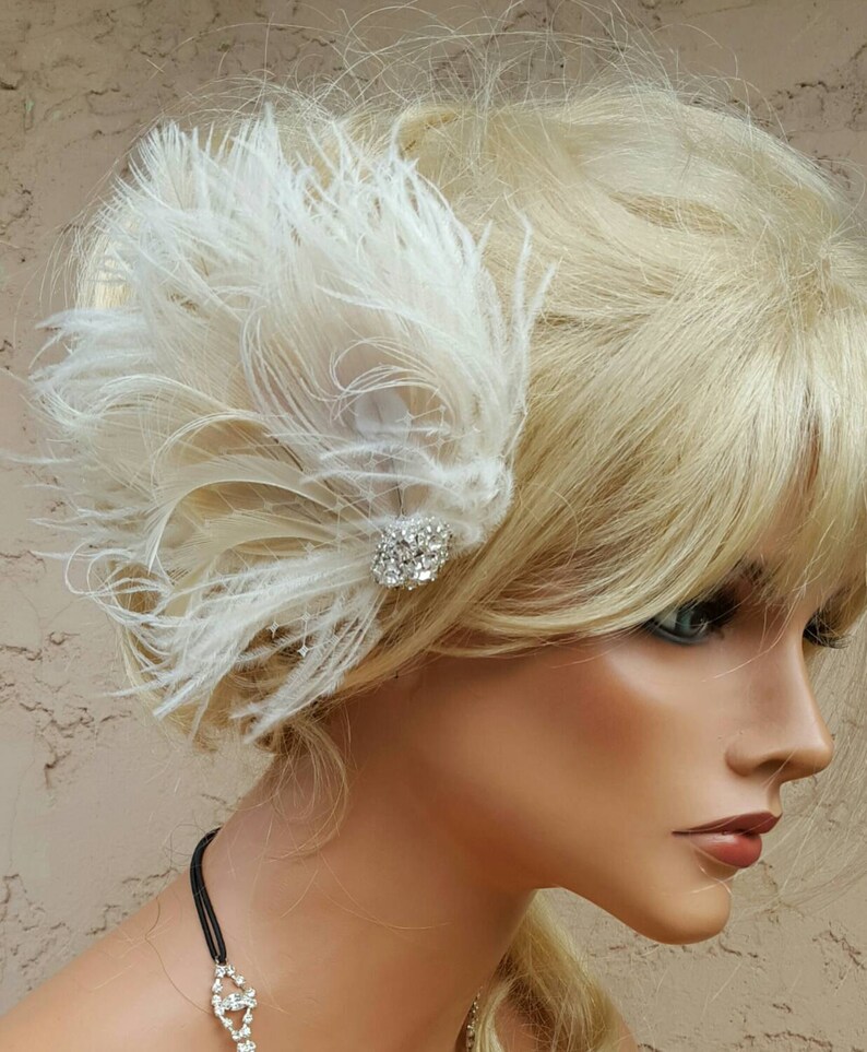 Wedding Fascinator Feather Hair Clip Ivory Fascinator Etsy