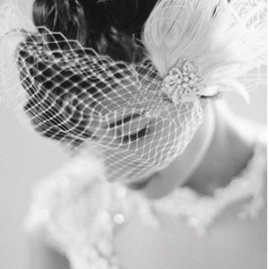 Wedding Headpiece and Veil, Bridal Fascinator, French Net Bridal Veil, Wedding Fascinator, Feather Fascinator, Ivory Wedding Comb Clip 2 pc
