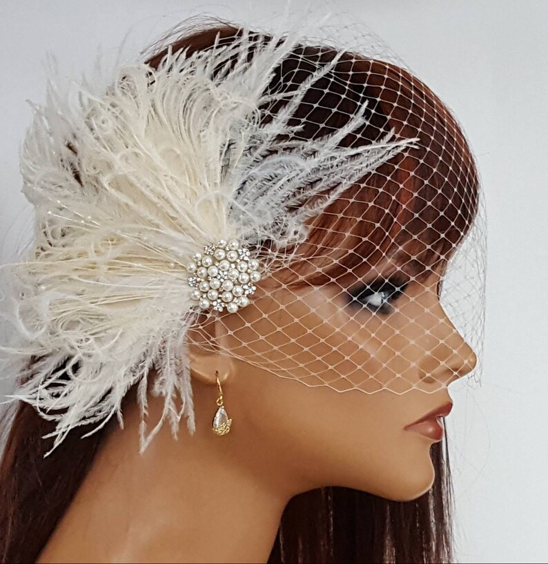 Wedding Fascinator Bridal Veil Ivory Fascinator Wedding Etsy