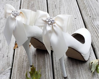 Shoe Clips,  Wedding Shoes Clips,  Bridal Shoes Clips,  Formal Wear Shoes Clips, Bows for Shoes, Wedding Bows,  Bows with Rhinestones