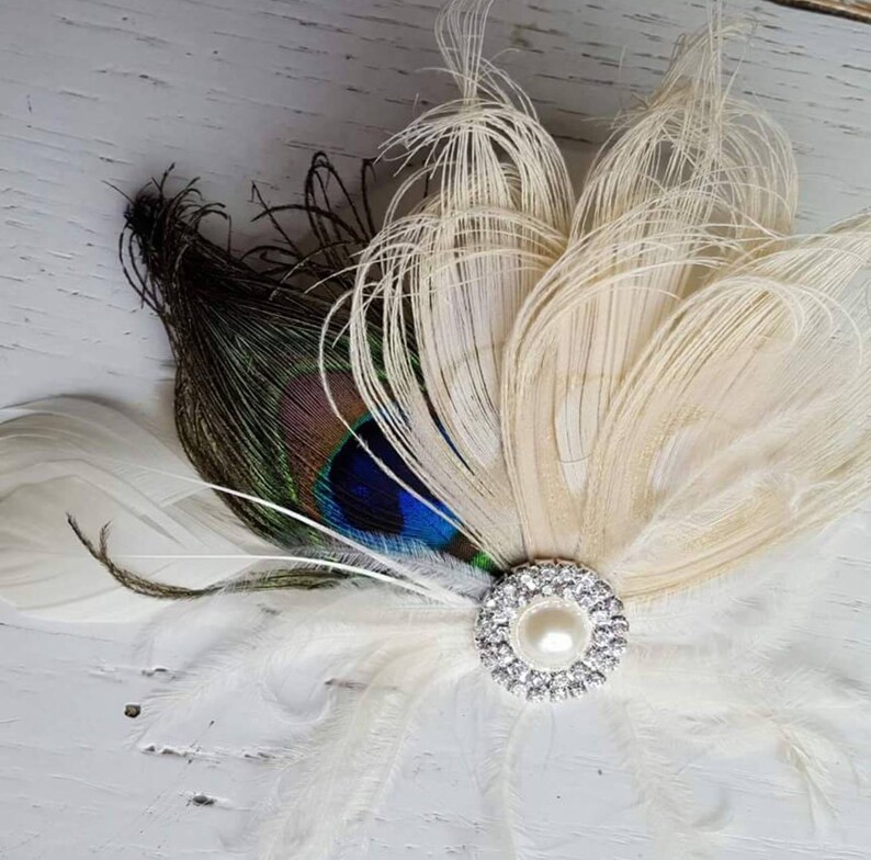 Peacock Wedding Hair Clip Ivory peacock Bridal Fascinator | Etsy