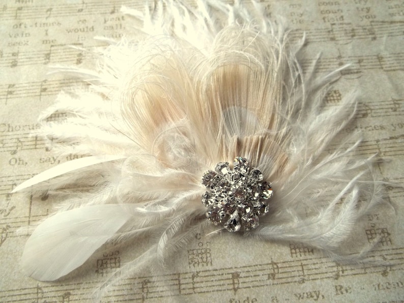 Vintage Style Fascinator Great Gatsby Headpiece Feather Hairpiece Bridal Hair Fascinator Wedding Hair Accessories Bridal Fascinator