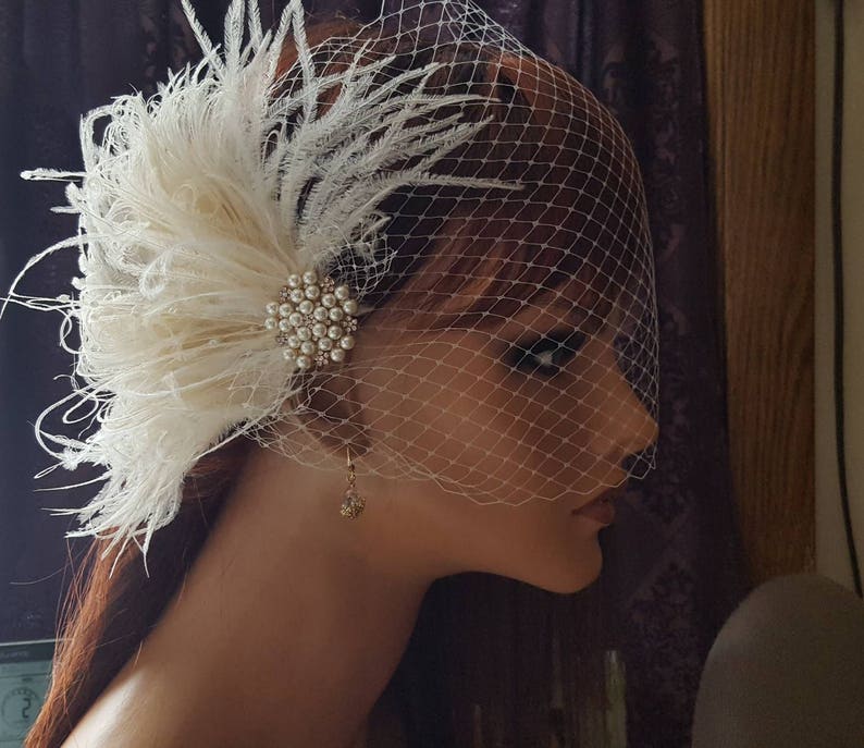 Wedding Fascinator Bridal Veil Ivory Fascinator Wedding Etsy
