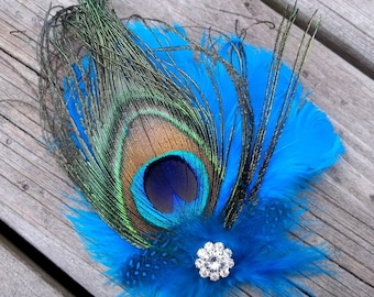 Peacock Wedding Fascinator, Feather Hair Clip, Bridal Fascinator, Peacock Hair Clip, Peacock Fascinator, Peacock Bridal Hair Clip