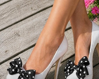 Clips para zapatos con lazo de lunares, accesorio para novias y bodas