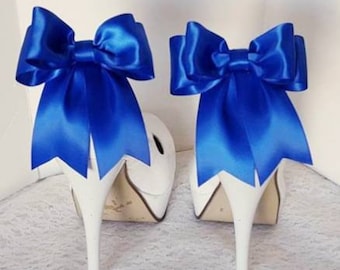 Clips para zapatos con lazo de satén, accesorio para novias, color plateado