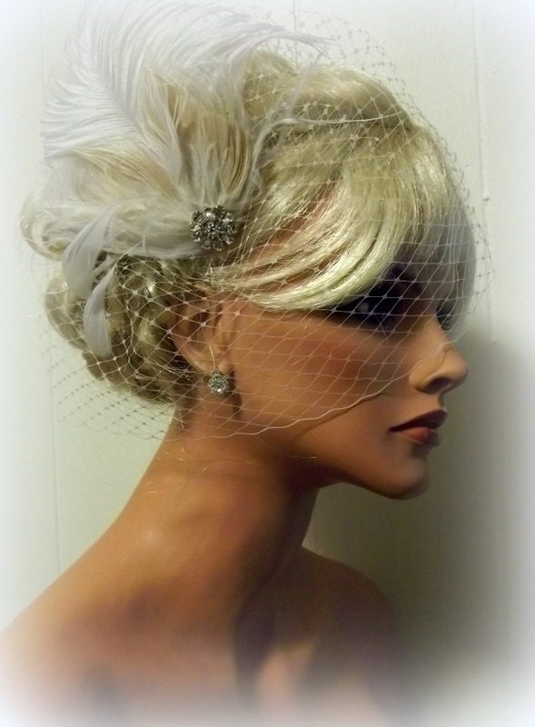 Wedding Fascinator Ivory Bridal Hair Clip French Net Bridal Etsy