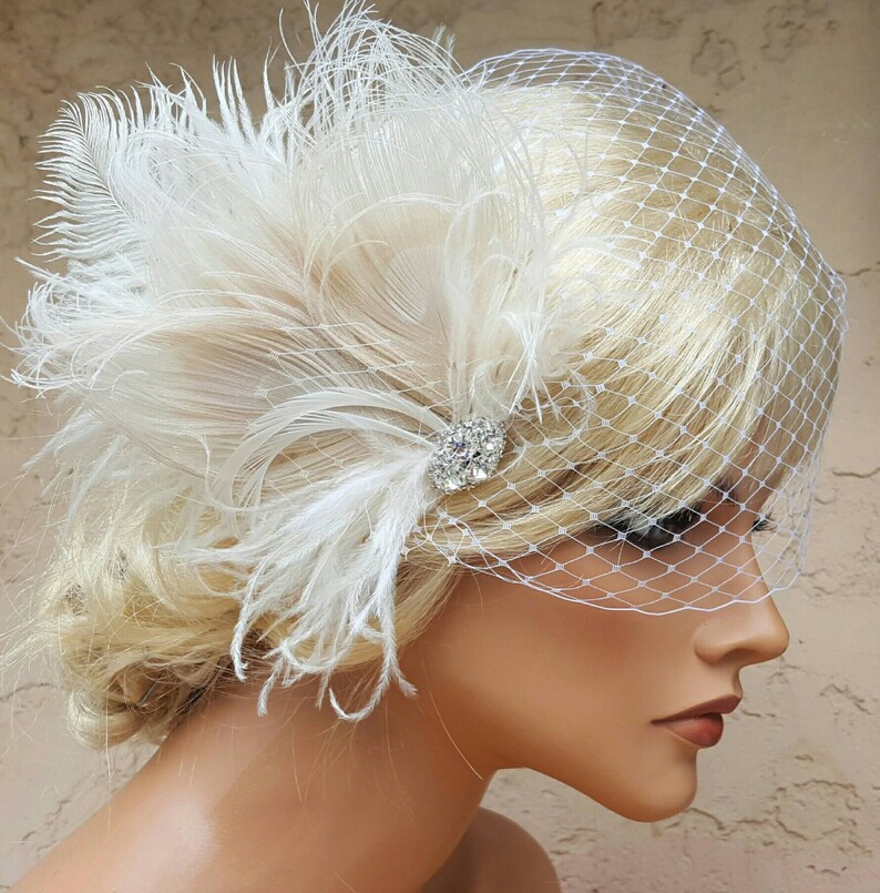 Wedding Fascinator Feather Hair Clip Ivory Fascinator Etsy