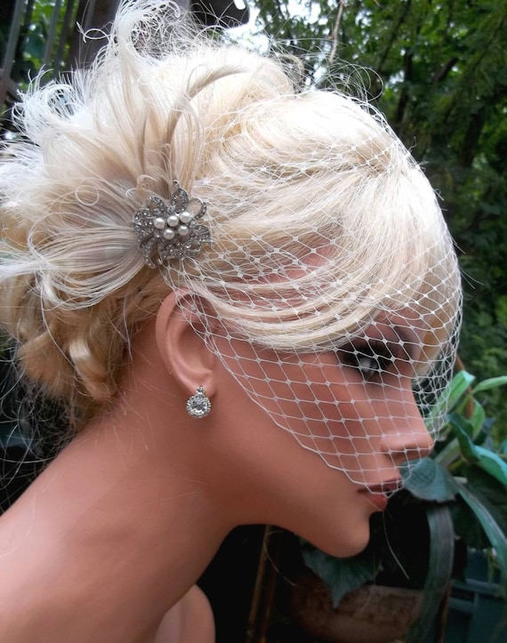 Wedding Hair Clip Bridal Fascinatorfrench Net Bridal Etsy