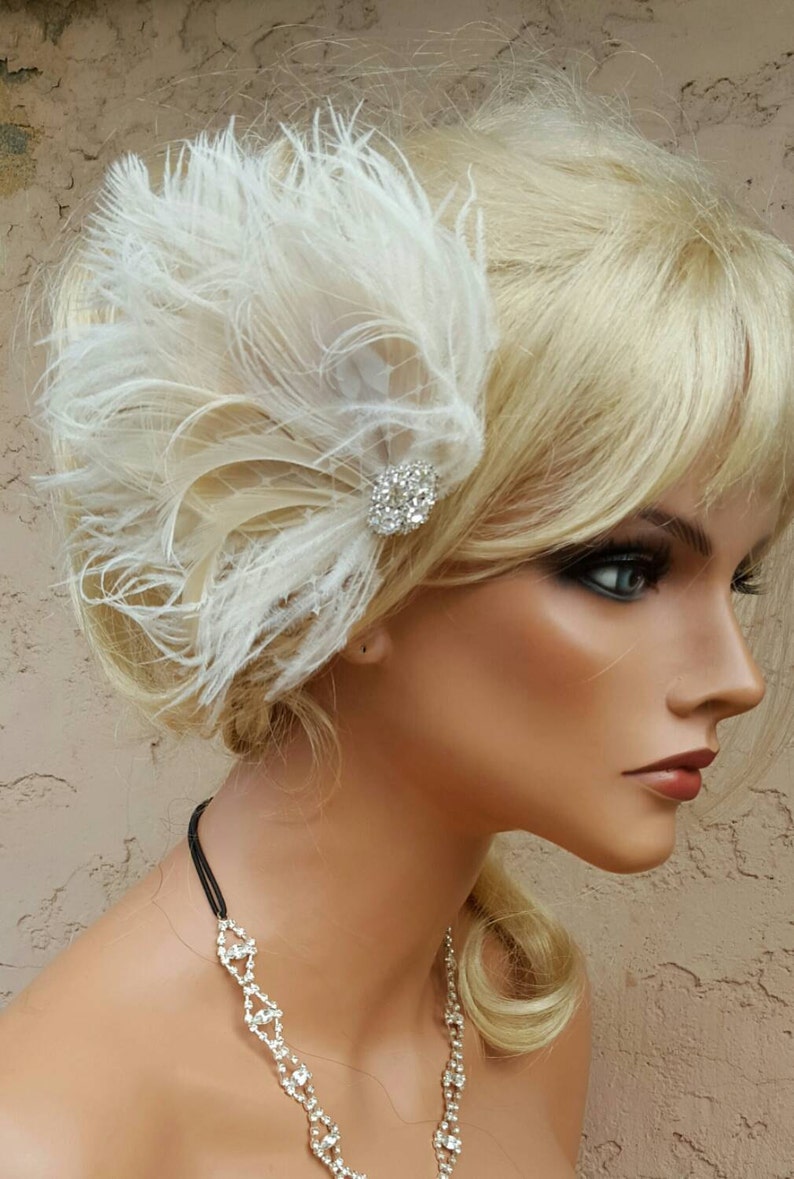 Wedding Fascinator Feather Hair Clip Ivory Fascinator Etsy