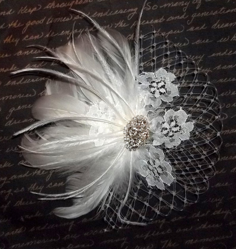 Wedding Head Piece Wedding Hair Clip Wedding Hair Facsinator,Bridal Facsinator,Wedding Hair Accessories Bridal Hair Clip,Feather Hair Clip