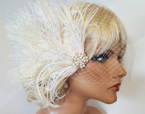 Wedding Headpiece And Bridal Veil Wedding Feather Etsy