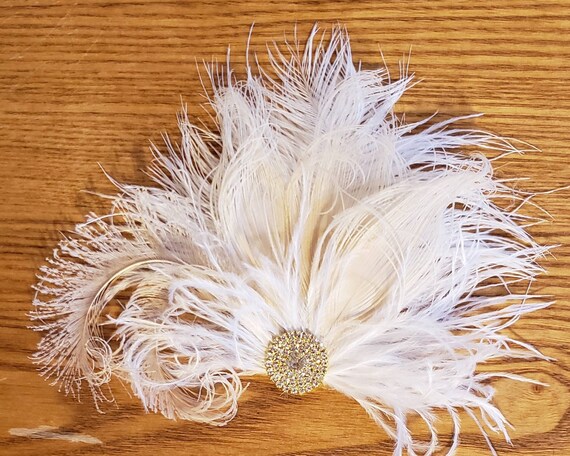 Wedding Hair Clip Bridal Fascinator Gold Brooch Feather | Etsy