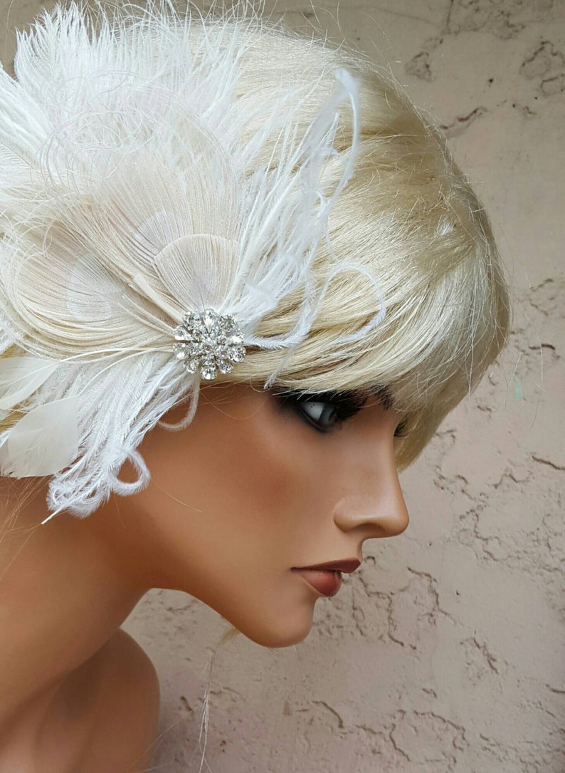 Vintage Style Fascinator Great Gatsby Headpiece Feather Hairpiece Bridal Hair Fascinator Wedding Hair Accessories Bridal Fascinator