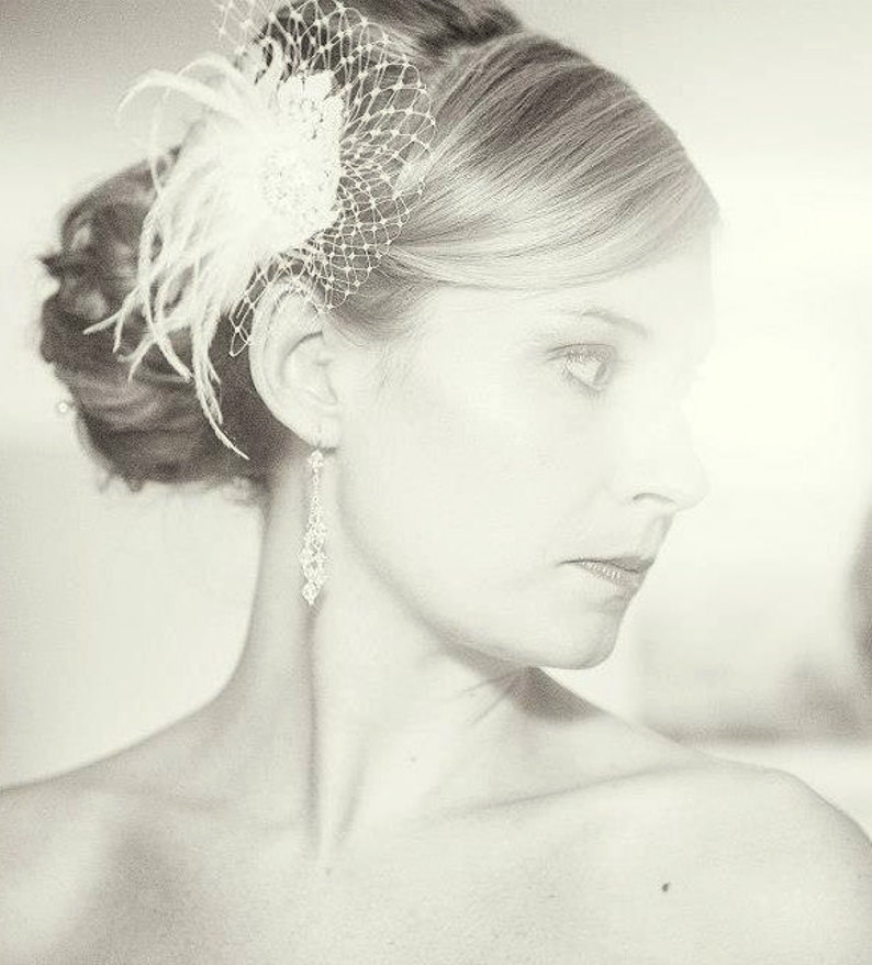 Wedding Head Piece Wedding Hair Clip Wedding Hair Facsinator,Bridal Facsinator,Wedding Hair Accessories Bridal Hair Clip,Feather Hair Clip