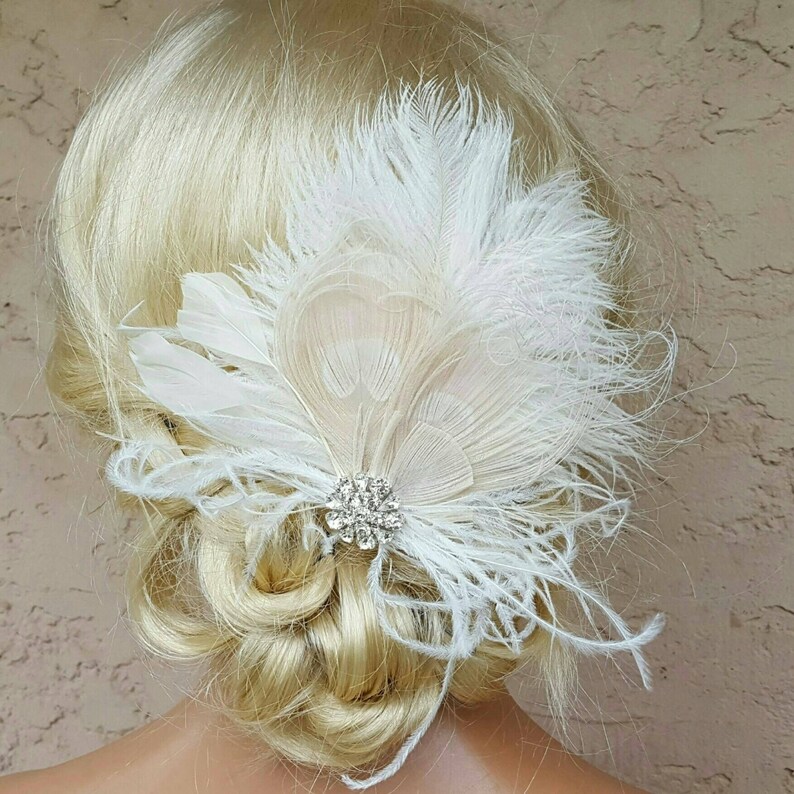 Vintage Style Fascinator Great Gatsby Headpiece Feather Hairpiece Bridal Hair Fascinator Wedding Hair Accessories Bridal Fascinator
