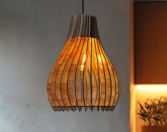 Vialux Modern Wooden Chandelier Pendant Light – Available in 14 Colors - Easy Assembly