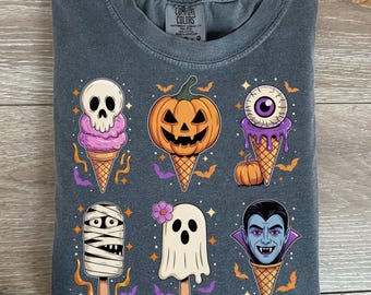Halloween Ice Cream PNG: Spooky Ghost Dracula Clipart (Digital Download)