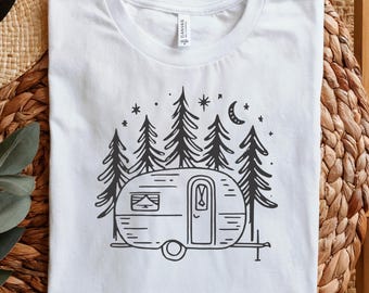 Retro Camper PNG: Camping Life Under Stars (Digital Download)