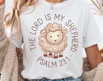 The Lord is My Shepherd PNG , Faith-Based Sublimation Design, , Cute Sheep Christian PNG, Psalm 23:1 Christian Sheep PNG