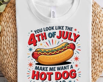 Perro caliente divertido del 4 de julio PNG - Cita patriótica (Descarga digital)