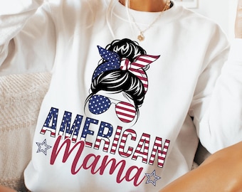 American Mama PNG: 4th of July Patriotic Mom Design (Digital Download)