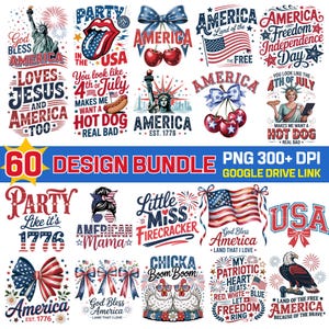4th of July PNG Bundle: Retro USA Patriotic Designs (Digital Download)