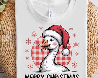 Funny Christmas Goose PNG, Santa Goose, Retro Design (Digital Download)